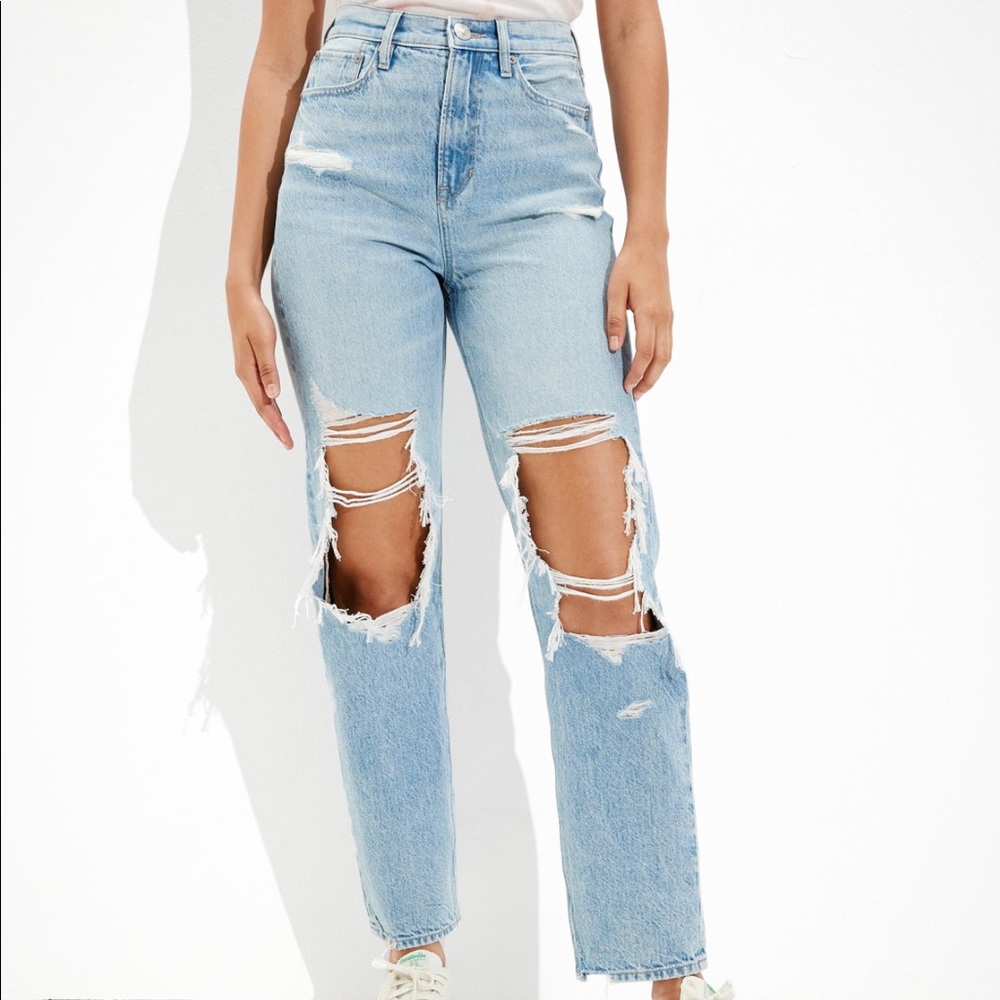 AE ripped highest waist ‘90s boyfriend jeans